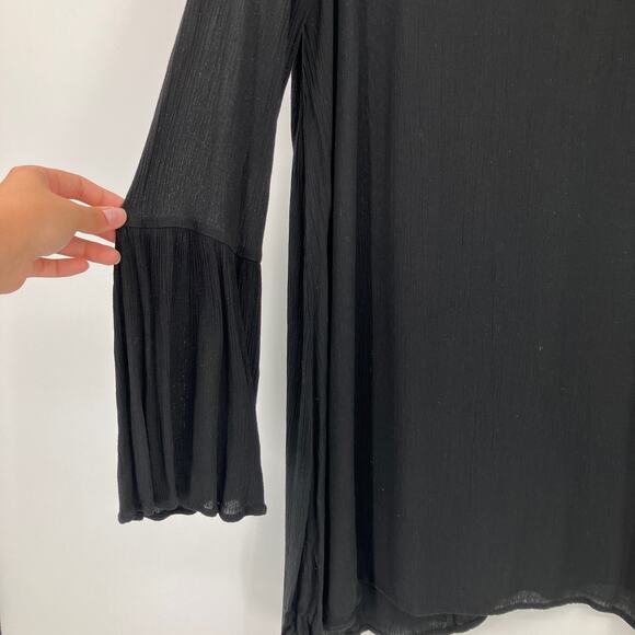 Mossimo Supply Co. Black Boho Gauzy Long Sleeve Keyhole Lightweight Mini Dress - Picture 5 of 8